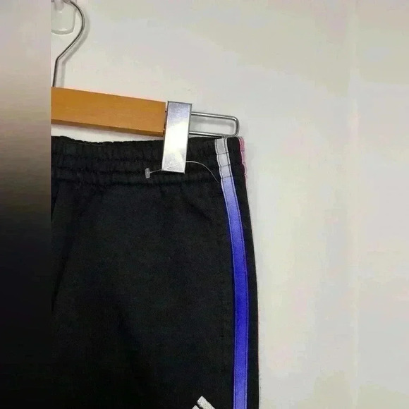 BNWOT Girl’s Adidas Sweats in Black w  Pink,Purple, Blue and Yellow Side Stripe - Picture 3 of 10